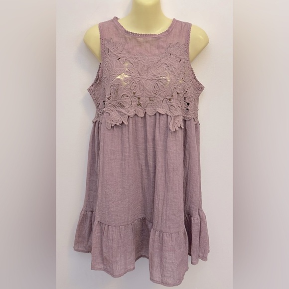 Umgee Purple Embroidered Muslin Dress size S - Picture 1 of 10